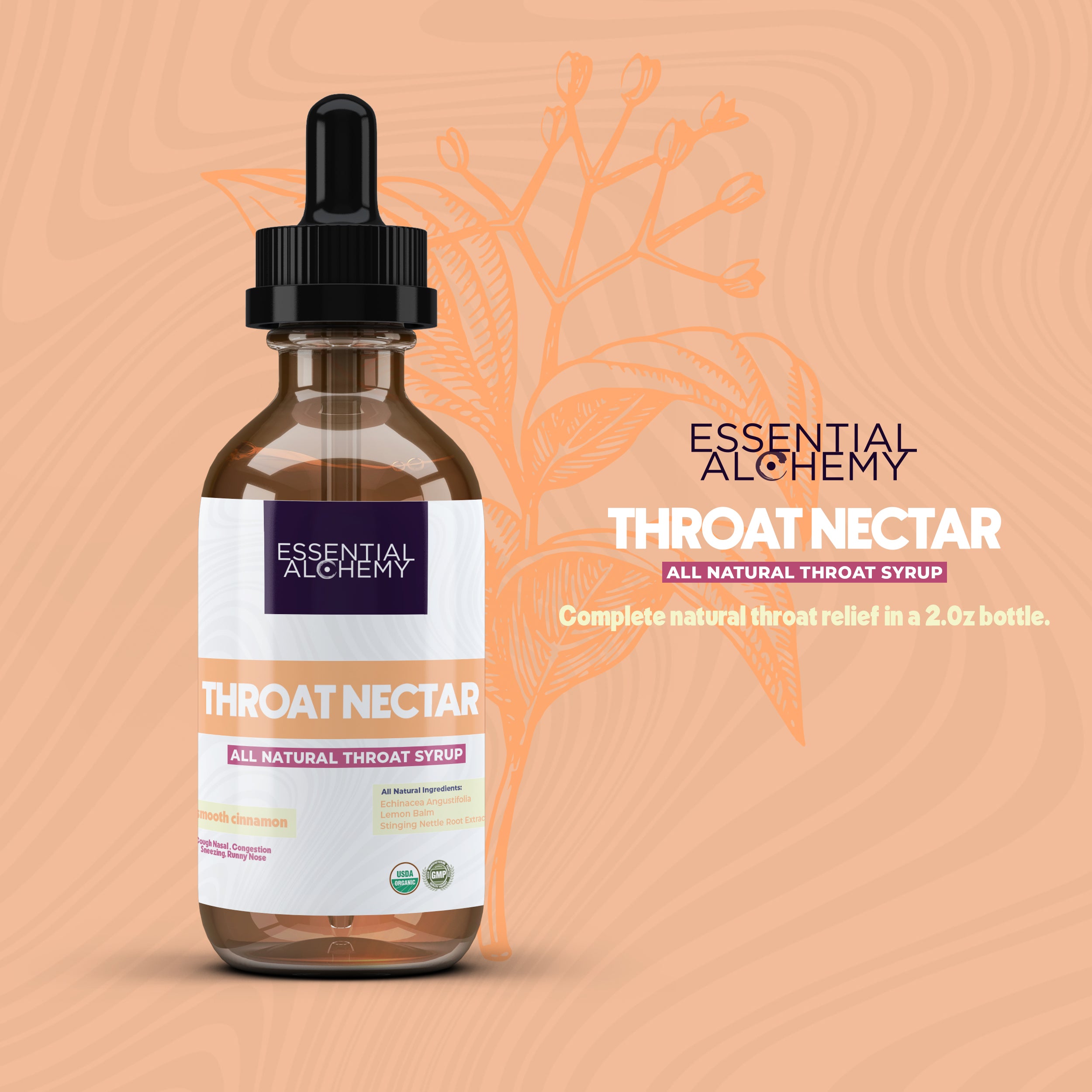 Smooth Cinnamon Throat Nectar - All Natural Throat Syrup